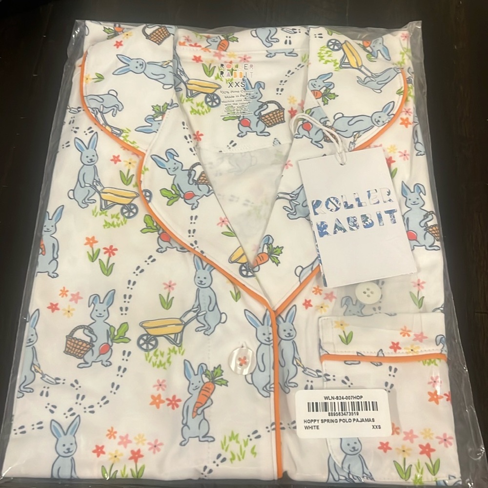 Women’s xxs new in bag roller rabbit Easter hoppy spring pajamas